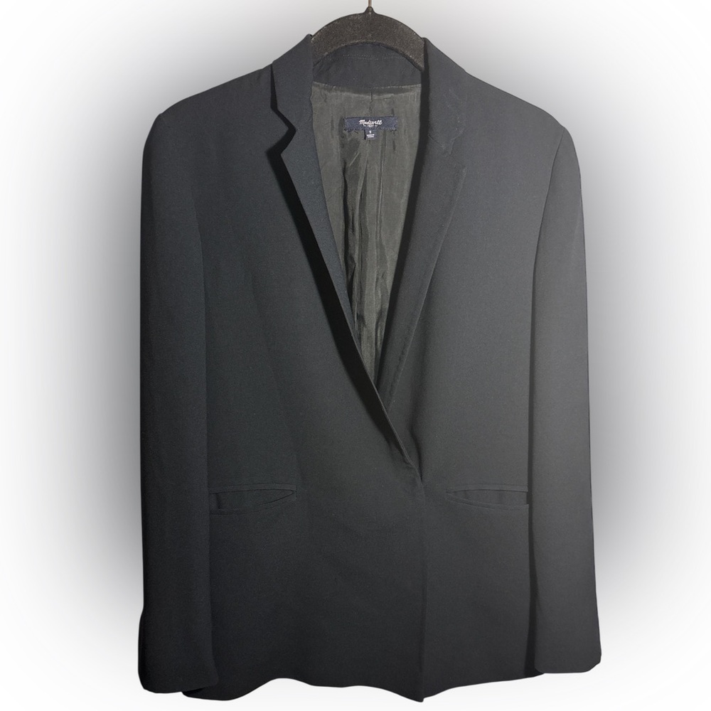 Madewell Lycée Drapy Classy Deep Navy Hidden Button Up Blazer Size 2